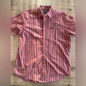 RVCA Regular Fit Large Men’s Button Down Shirt Cotton Orange Tan Preloved‎